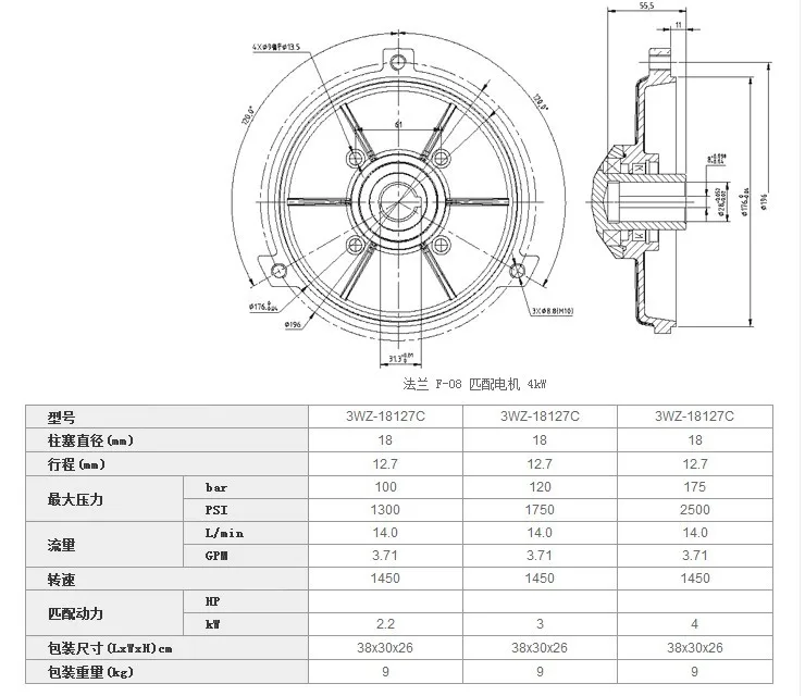 LT-18MA 19 МБ насос омывателя 3WZ-18127C плунжерный высокого давления 175 бар 14 л/мин