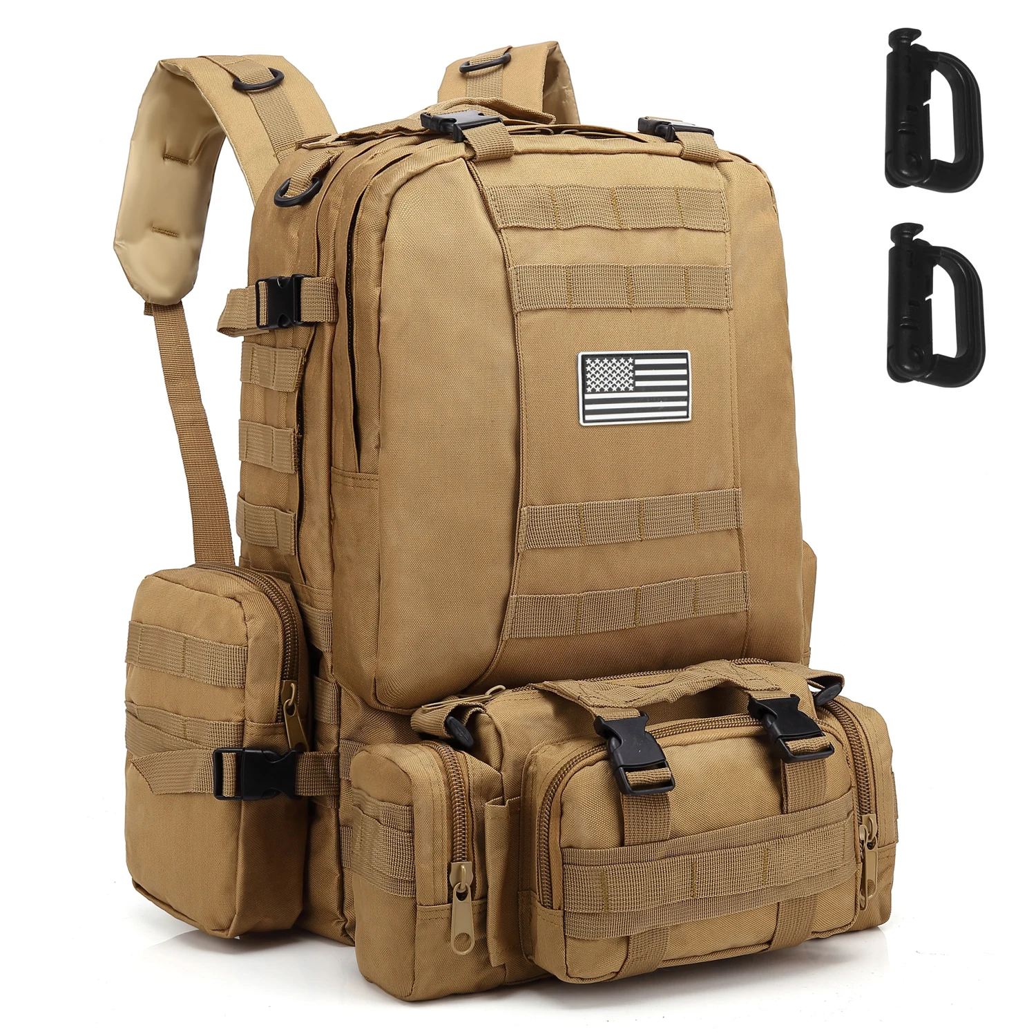 60L Large Capacity Men's Travel Tactical Backpack Waterproof Outdoor Hiking Rucksack Survival Molle Backpack