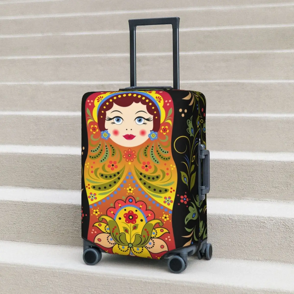 

Russian Doll Suitcase Cover russian doll matryoshka Vacation Cruise Trip Practical Luggage Accesories Protector