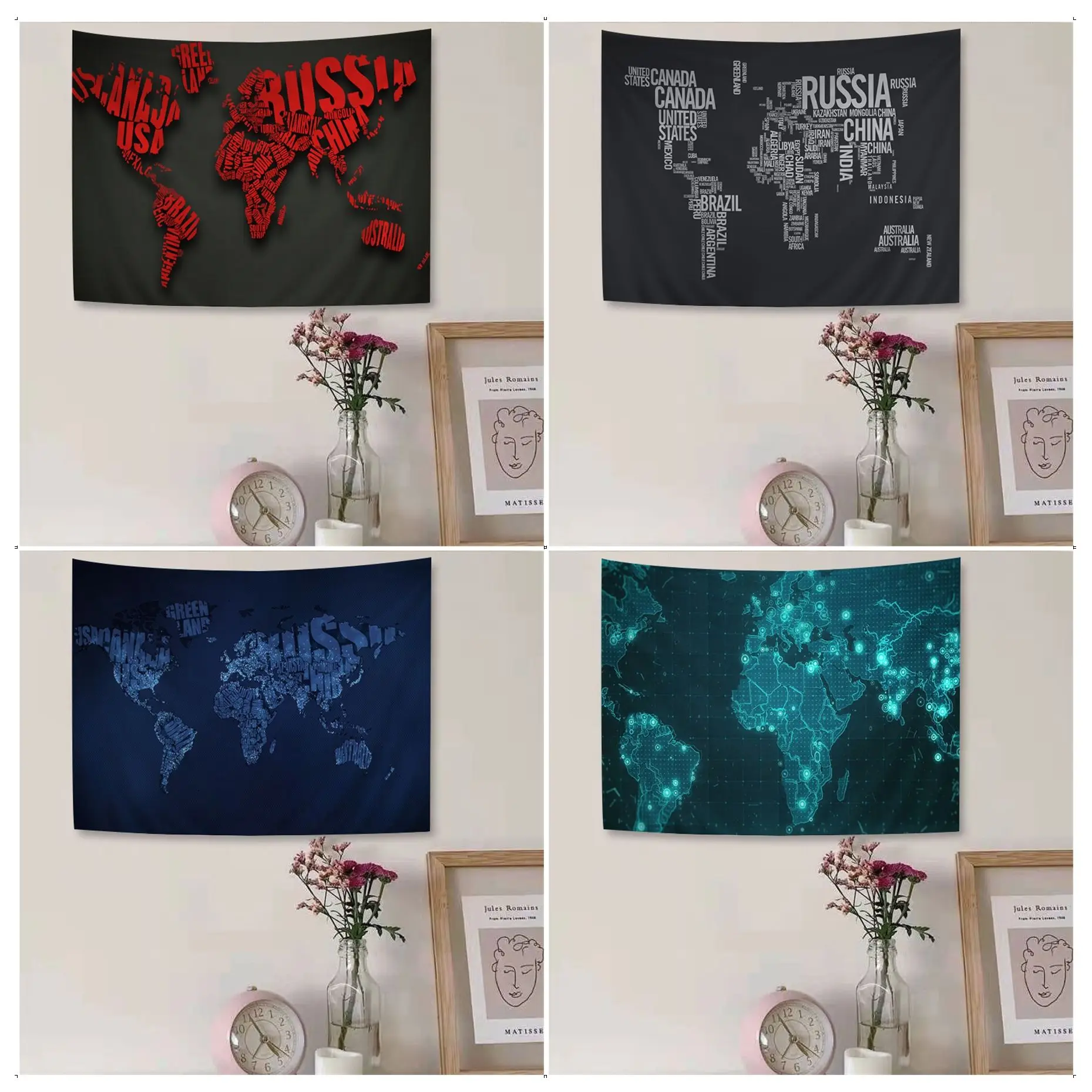 

World Map Wall Tapestry Japanese Wall Tapestry Anime Decor Blanket