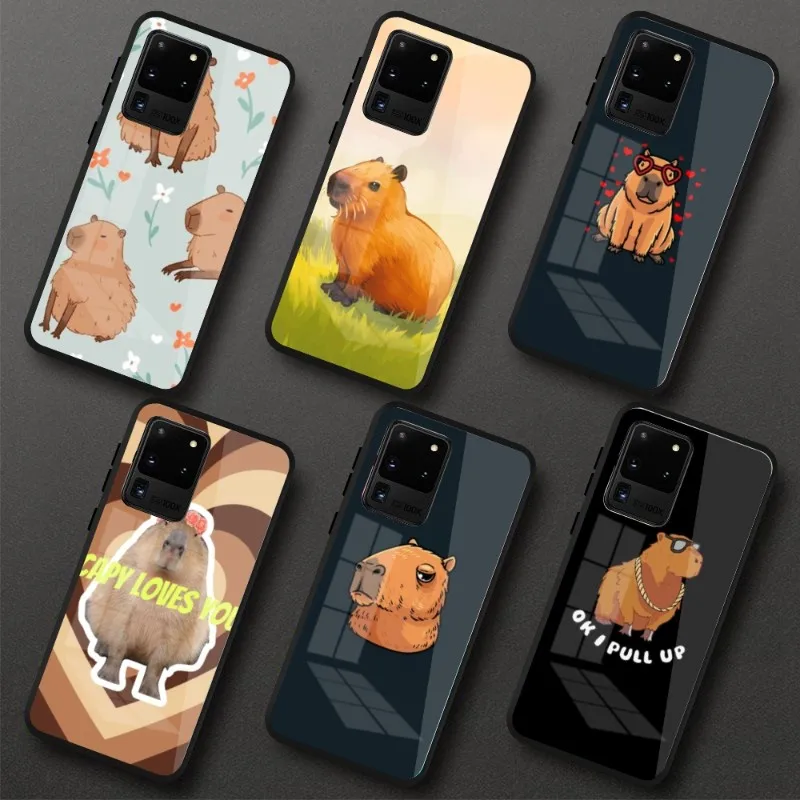 

Милый Забавный чехол для Samung S23 S22 S21 Pro Ultra A13 A33 A53 NOTE 20 PC стеклянный чехол Funda Shell