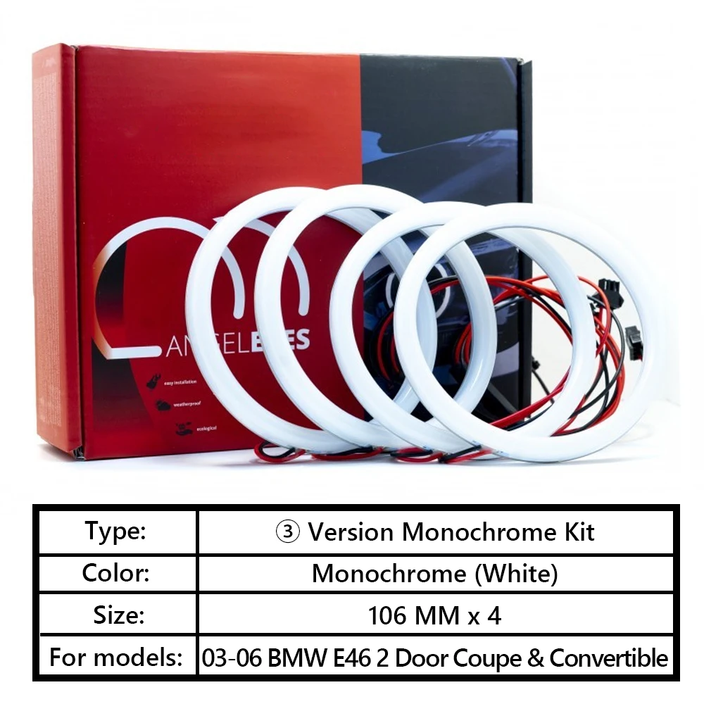 

4x106 мм хлопковые светодиодсветодиодный фары Angel Eyes Halo Ring для BMW E46 Coupe Facelift 2004-2006 325ci 330ci