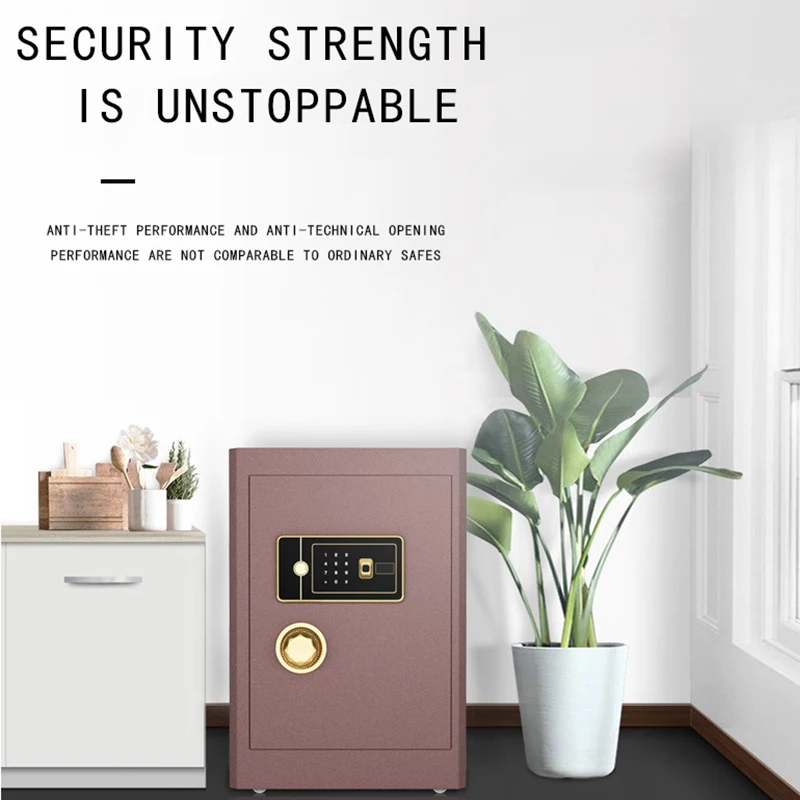 Safe Box Electronic Lock Office Key Password Small Safe Deposit Box Fireproof Fingerprint Home Safe Money Box Steel Plate QG-60