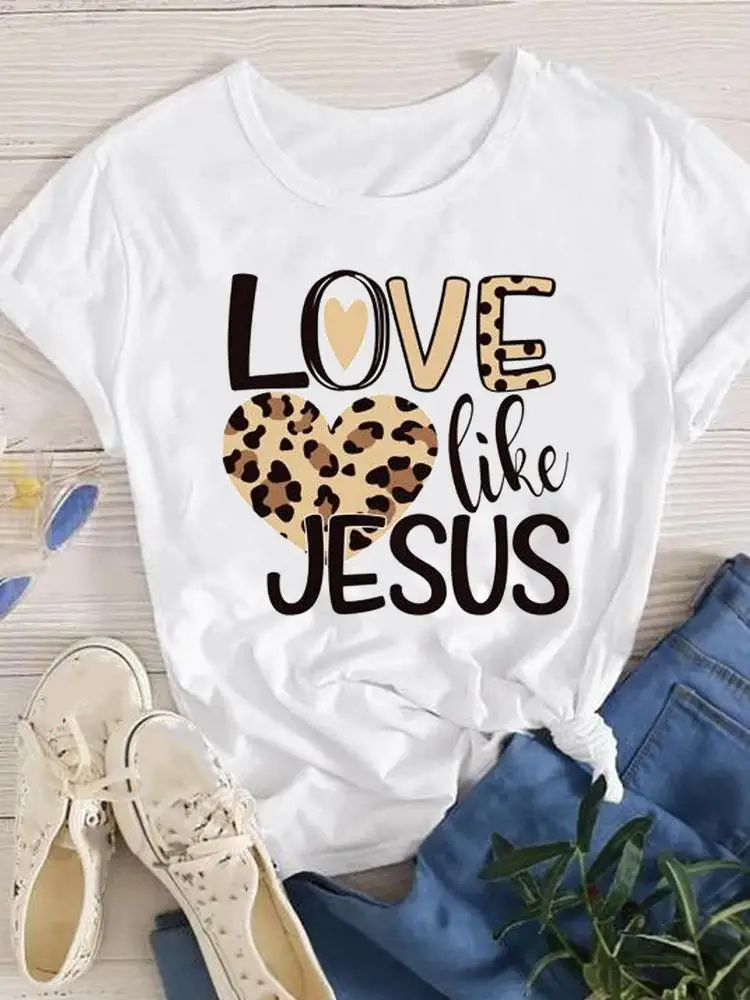 

Faith Clothes Fashion Casual Ladies Women Print Female Clothing Love Heart 90s Short Sleeve T-shirts Summer T Graphic Tee