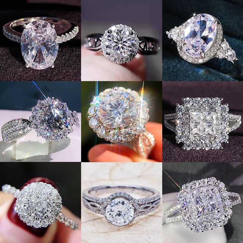 

Milan Girl Inlaid Zircon Diamond Ring New Fashion Temperament Wedding Ring European and American Style Attending Banquet Jewelry