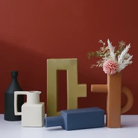 nordic style morandi creative simple geometric ceramic dried flower small vase living room flower arrangement home decorations