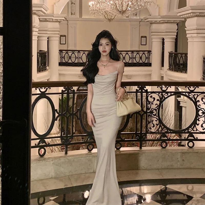 

Vintage Sexy Sleeveless Midi Strapless Dress Women Elegant French Fashion Evening Party Lady Vestidos Sexy Dresses Female Summer