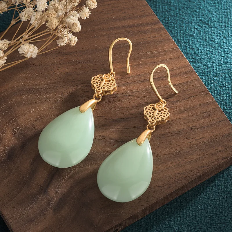 Новые серьги в китайском стиле медные позолоченные полые дизайнерские форме