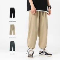 mens khaki casual pants 2022 spring new loose casual pants mens versatile simple straight cropped pants fashion mens pants