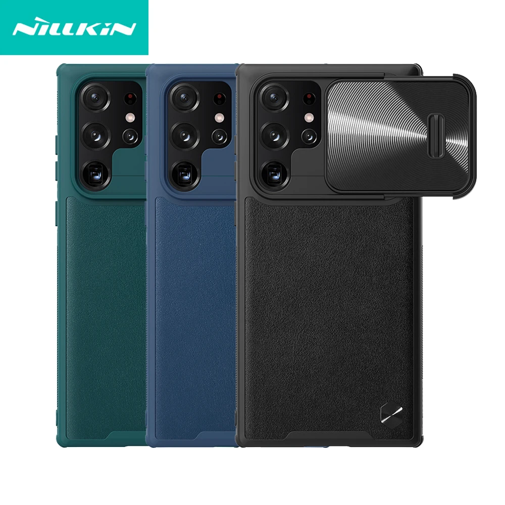 

Чехол для Samsung Galaxy S22 Ultra NILLKIN CamShield, кожаный защитный чехол для объектива, пружинный чехол для Samsung S22Ultra