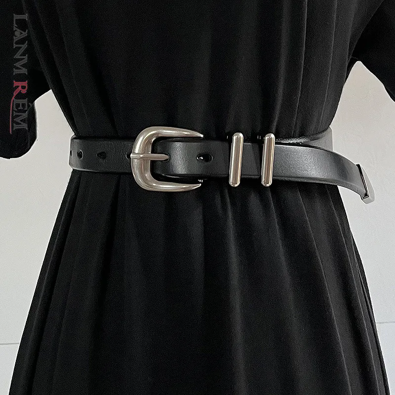 

LANMREM Fashionable Silver Buckle Leather Belt For Women High-level Sense Top Layer Leather Belt Korean Style 2023 New 2Q1413