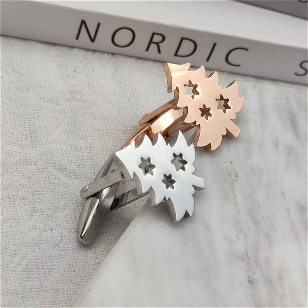 Индивидуальные запонки в виде рождественской елки для мужчин 1 пара зеркальные