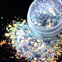 beauty handmade hexagon mermaid flakes glitter nail tips glitter powder laser crystal epoxy mould material