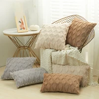 geometric plush cushion cover pillowcase winter simple solid color couch car sofa cushion pillow cover case home decoration