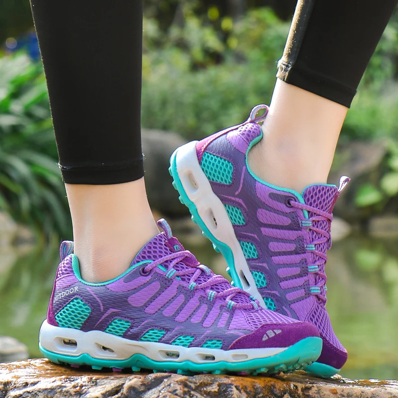 Summer Women's Hiking Sneakers Breathable Mesh Sports Upstream Shoes Women Outdoor Non slip Wading Shoes Travel Couple Sneakers