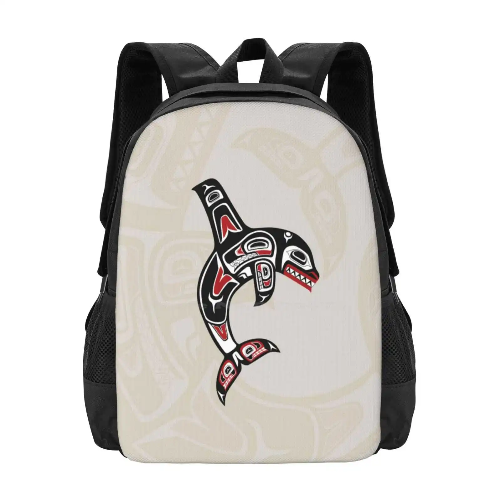 Pacific Northwest Native Orca Killer Whale Large Capacity School Backpack Laptop Bags Orca Killer Whale Totem Northwest Pacific