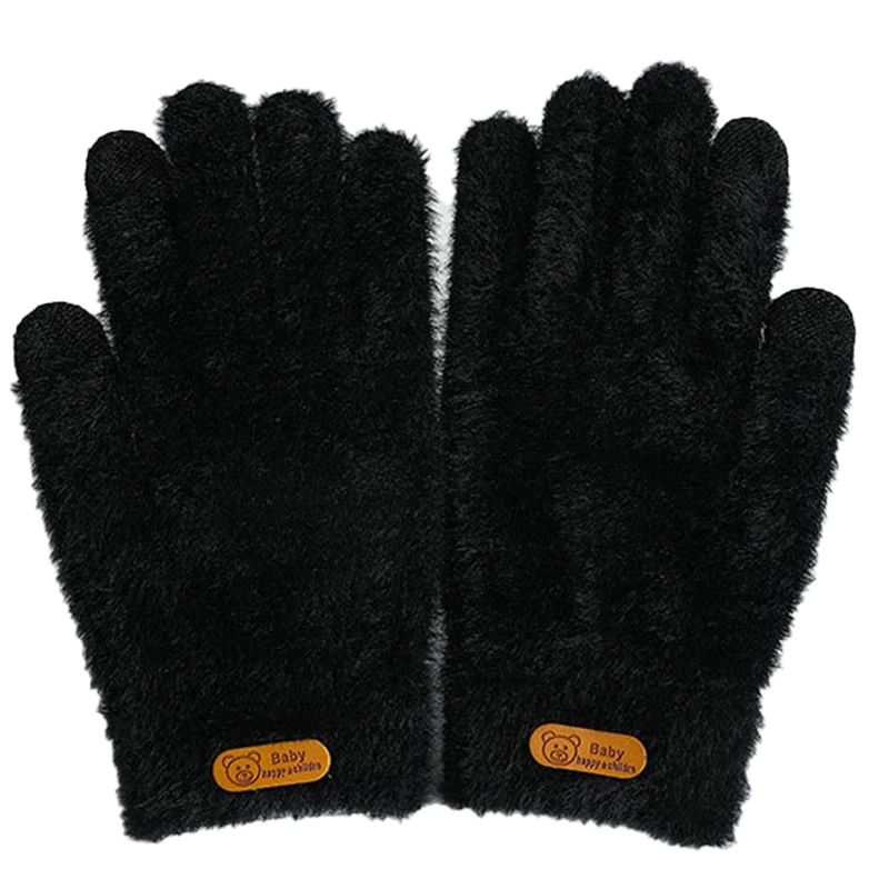 

Winter Knit Touch Screen Gloves Winter Windproof Warm Thick Solid Color Gloves For Women Girls
