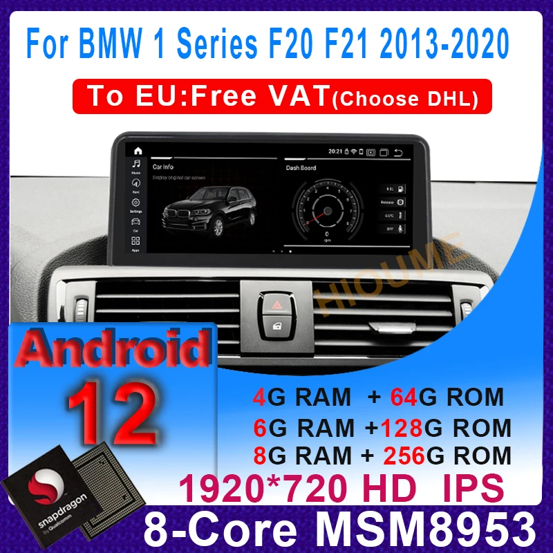 

10.25"Snapdragon Android 12 8+256G Car Multimedia Player GPS Navigation for BMW 1Series F20 F21 2013-2020 NBT EVO Stereo Carplay