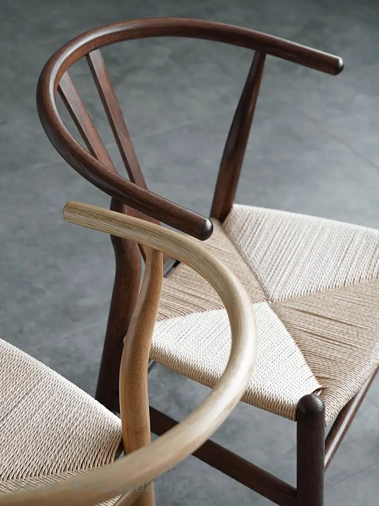 Y chair solid wood new Chinese modern minimalist Nordic dining lounge wicker white oak wishbone ci |