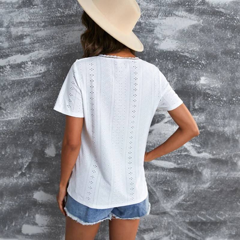 Новая летняя блузка с вырезами и коротким рукавом женский белый зеленый пуловер