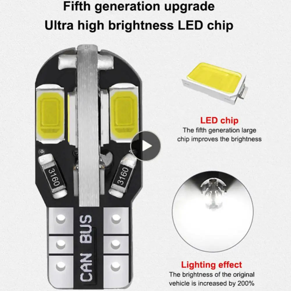 

Automatic Matching Decoding License Plate Universal Plate Lights Super Bright Car Led Wide Light T10 Four-sided Led Bulb Lamp