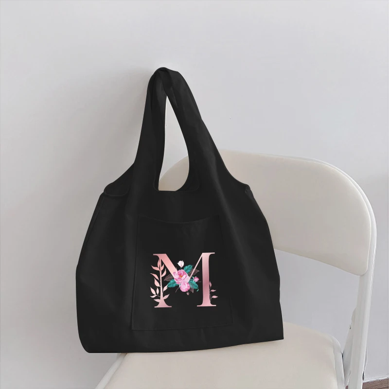 

Women Shopping Bag Casual Large-capacity Pink Letters Series Student Shoulder Bag Reusable Canvas Tote Custom Bags with Logo