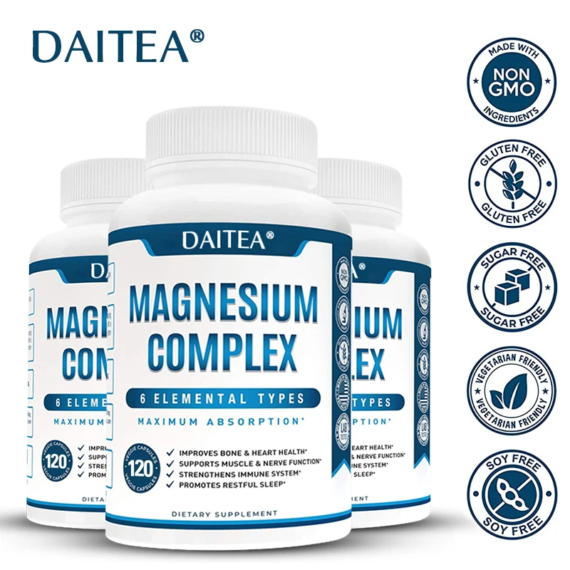 

Magnesium Complex Capsules - Sleep Support, Muscle Relaxation, Stress Relief, Anxiety, Bone, Muscle & Heart Health Supplement