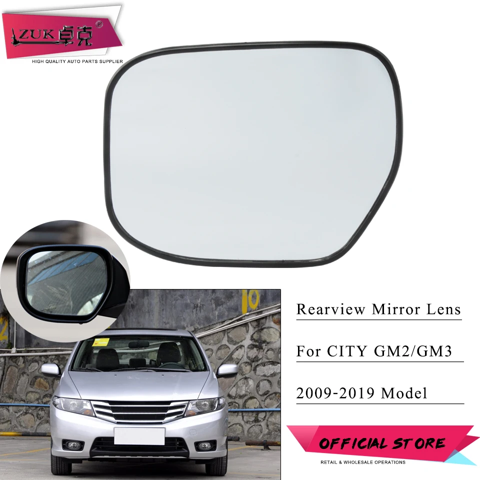Фото Зеркальный элемент (стекло) наружного зеркала ZUK для HONDA CITY 2009-2014 (GM2, GM3, TM0) без подогрева №1
