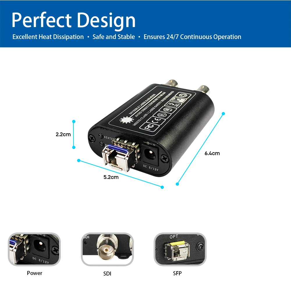Фото Оптоволоконный удлинитель 3G-SDI 1080p@60Гц, 20 км, одноволоконный, с выходом LC Loop Out, реклокинг, мини-конвертер SDI №3
