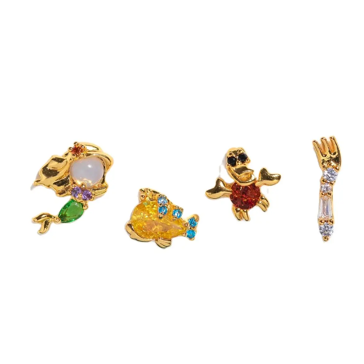 4PCS/Set 925 Silver Needles Ins Colorful Zircon Stud Earrings For Women Jewelry Exquisite Cute Earring Party Gift Wholesale