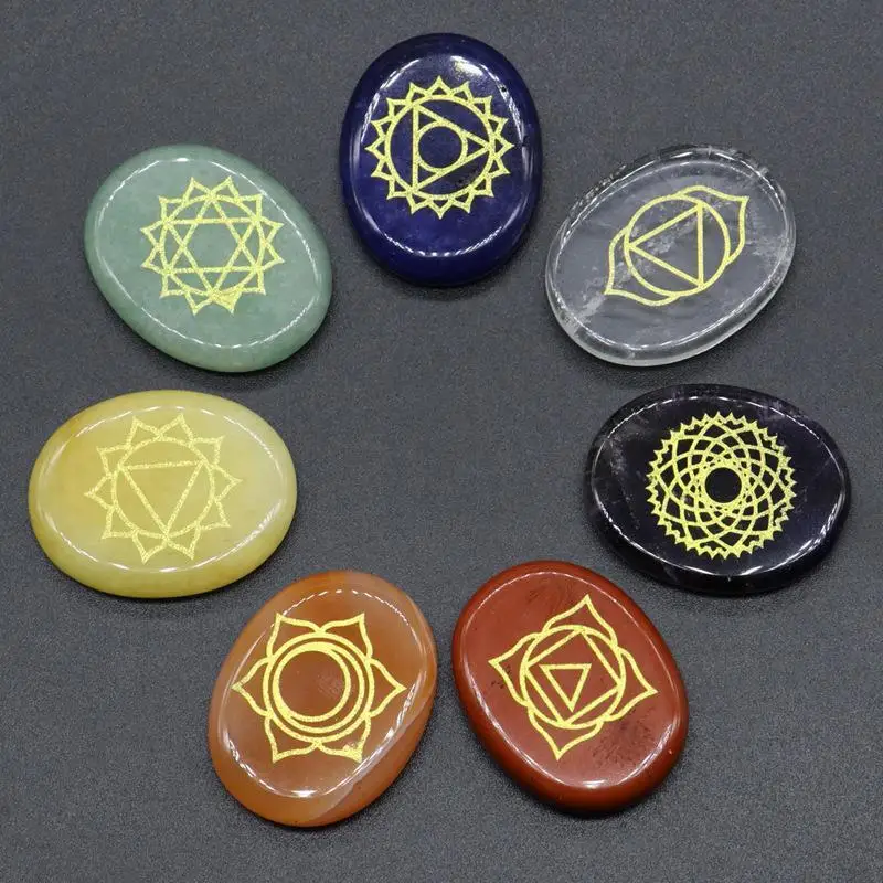 

Natural Seven Chakra Yoga Stone Reiki Healing Crystals Polished Crafts Comfortable Home Garden Decoration 1pcs