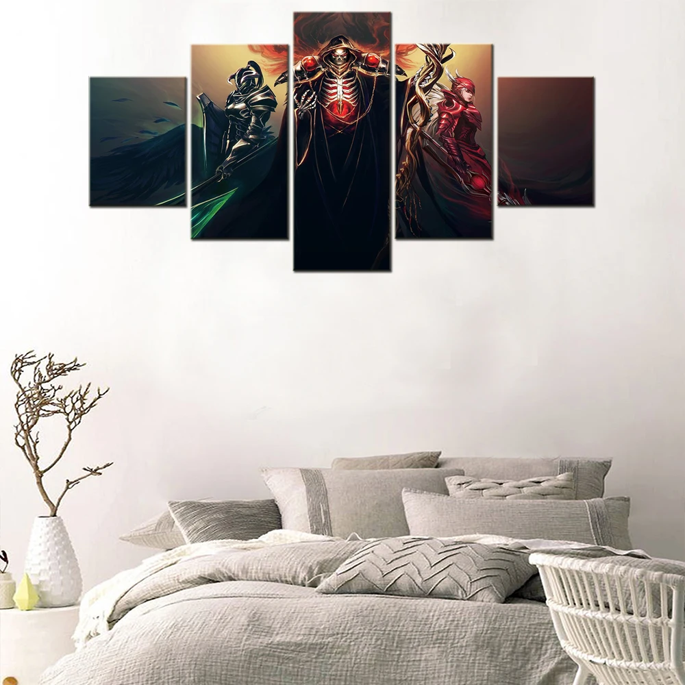 Картины на холсте модульные постеры для гостиной 5 шт. аниме мультфильм мир Overlord