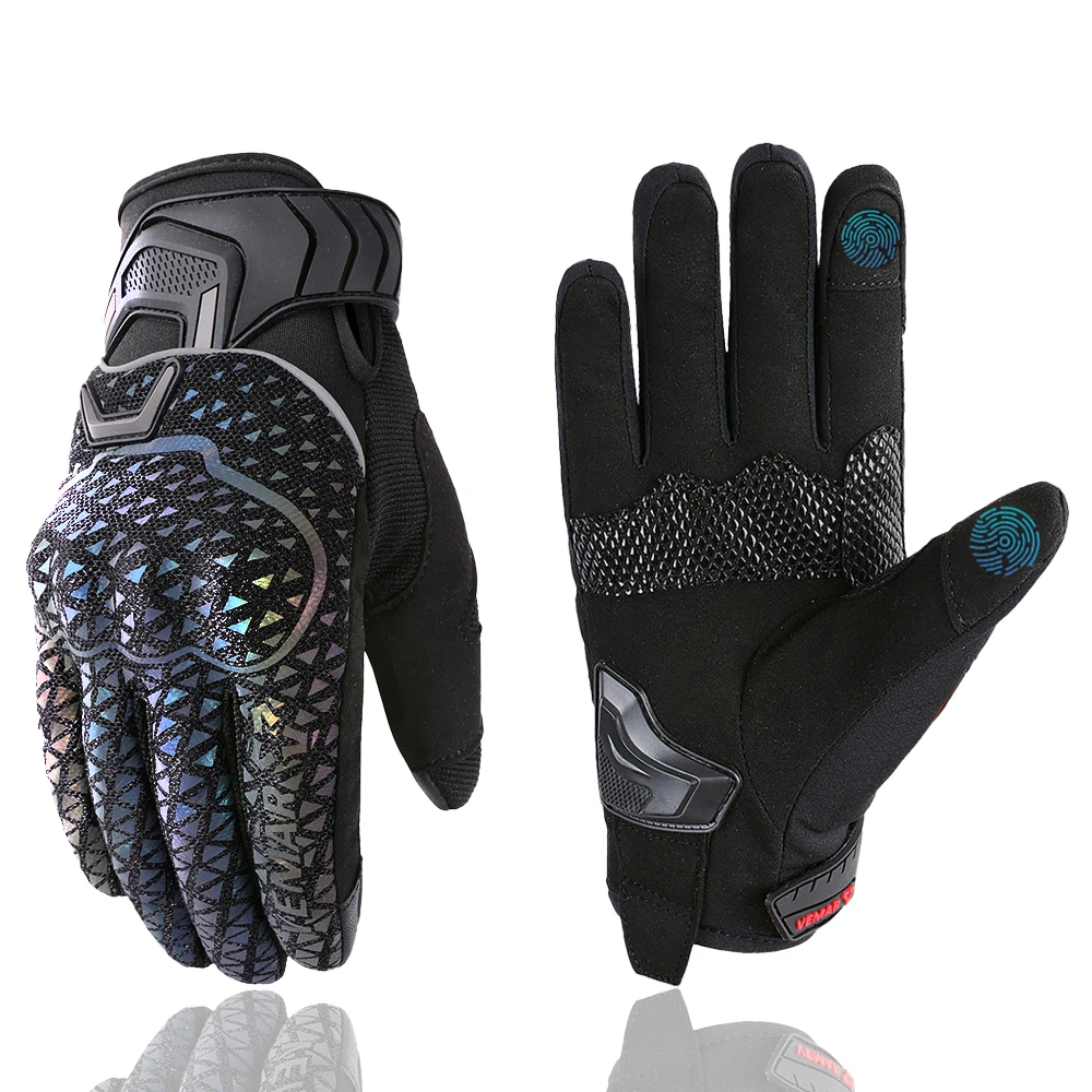 

VEMAR Летние Мотоциклетные Перчатки Унисекс С Полным Пальцем И Сенсорным Экраном, Совместимые С Искусственной Кожей