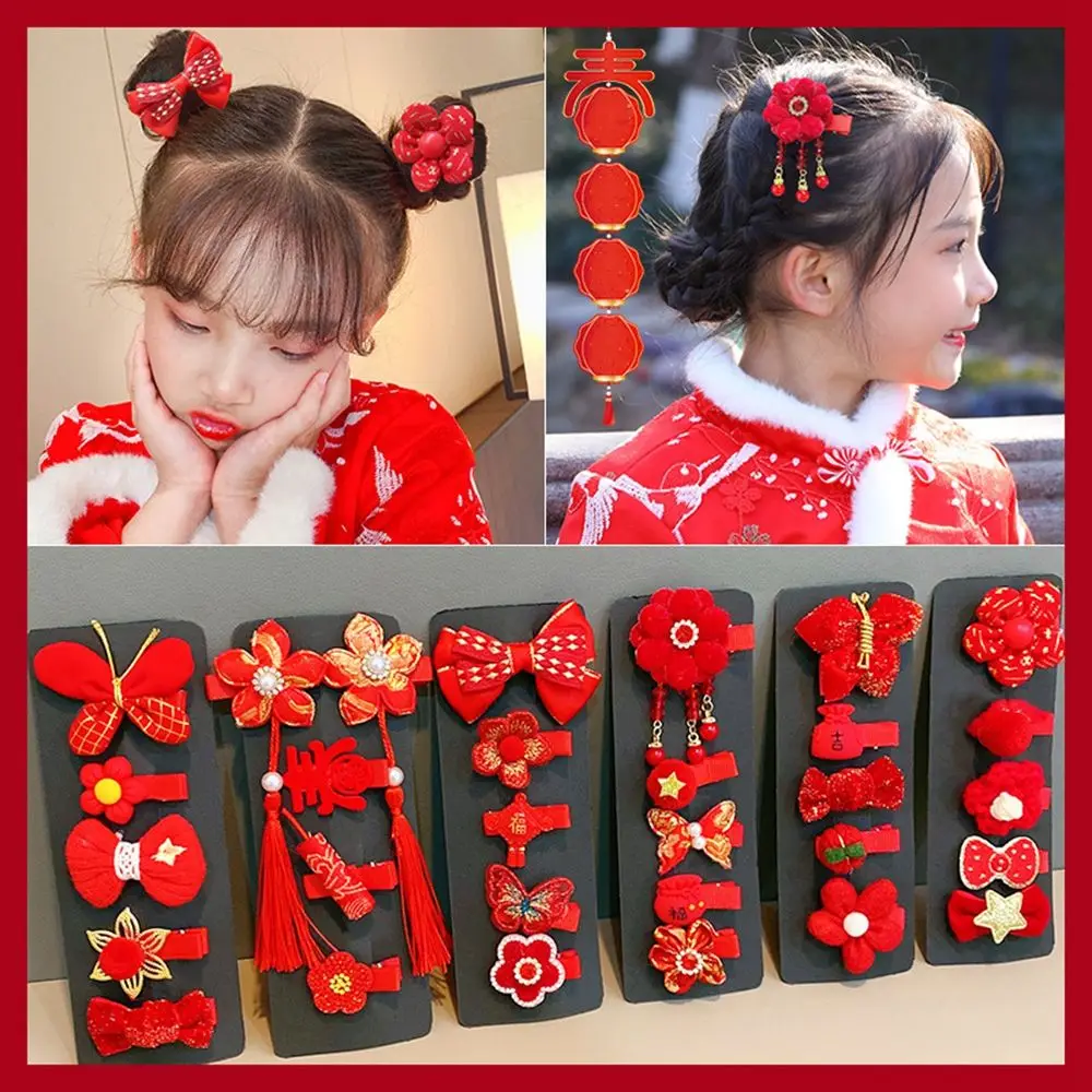 

Winter Headwear Pearl Chinese Style Hair Clip Child Hair Accessories New Year Headdress Butterfly Hairpin Bow Hair Clip