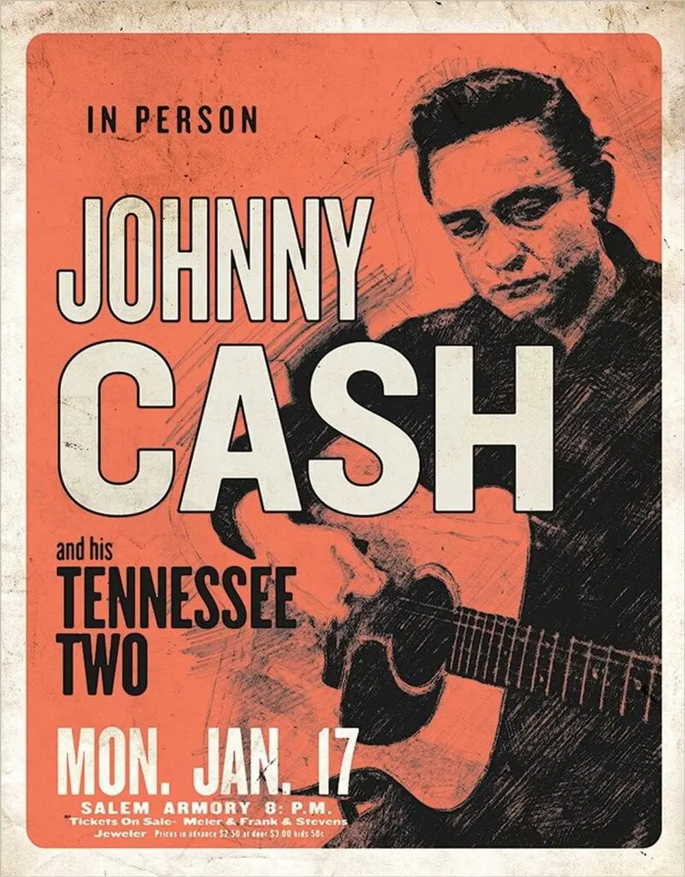 Жестяная табличка Desperate Enterprises Johnny Cash &amp His Tennessee 12 5 x 16 дюймов В