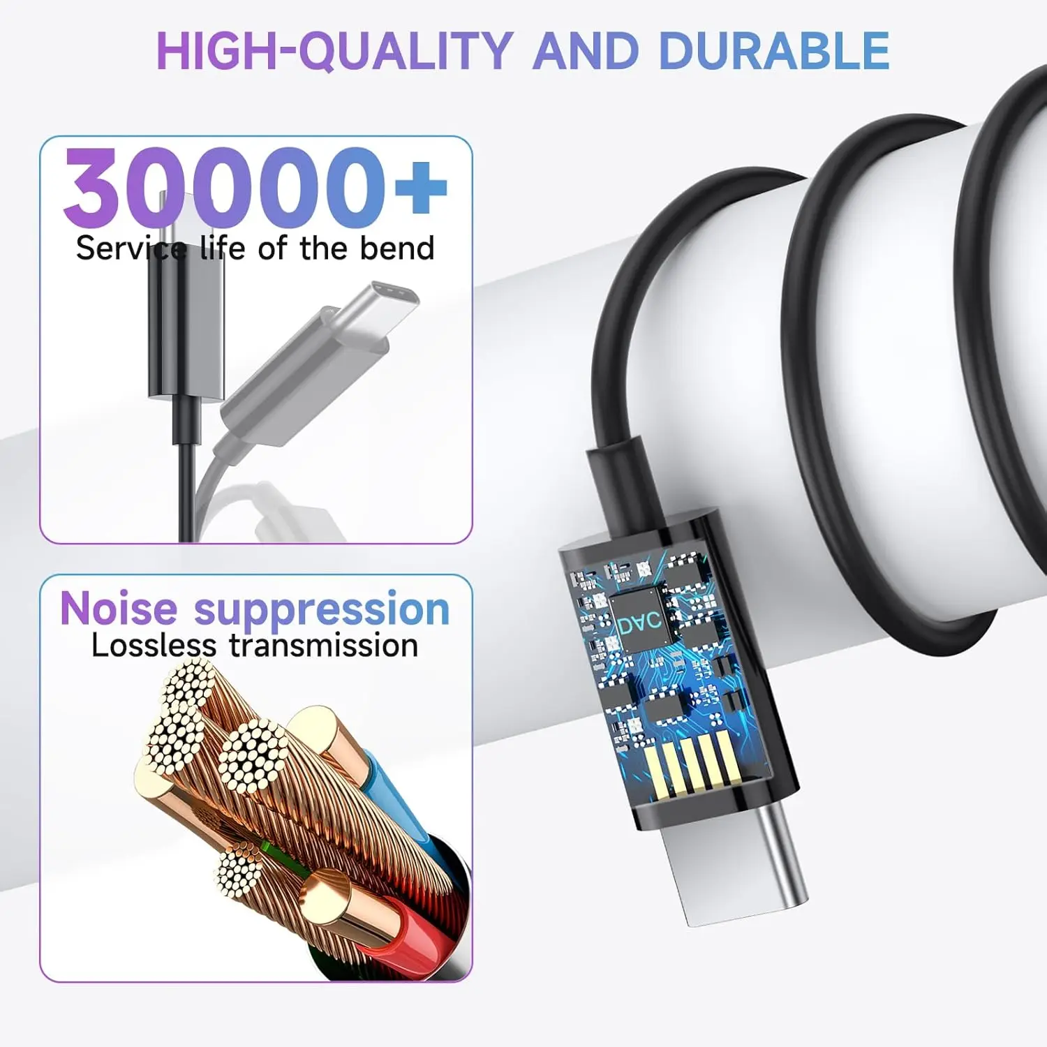 Фото Проводные наушники USB Type C 3,5 мм с регулятором громкости микрофона Проводные наушники-вкладыши Наушники-вкладыши с басами Спортивная гарнитура №5