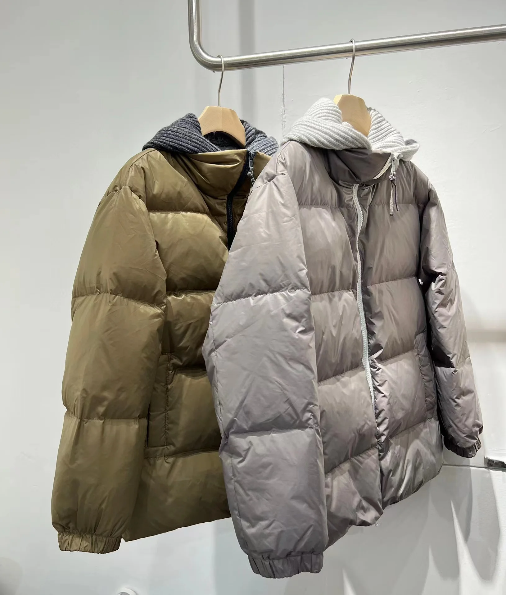 Пальто-бомбер на гусином пуху кашемир высокое качество