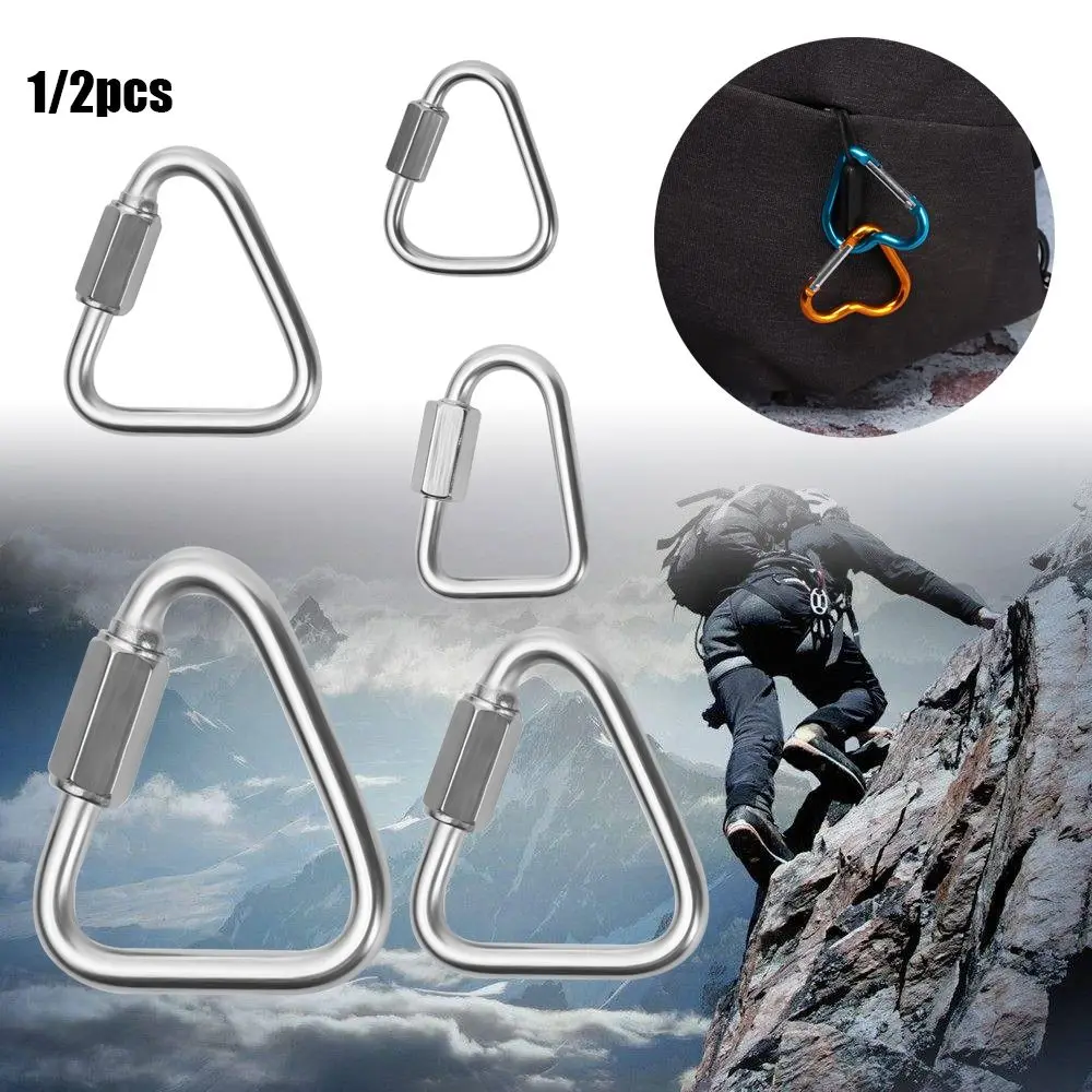 

Outdoor Camping Hiking Screw Lock Accessories Triangle Carabiner Kettle Buckle Chain Hanging Hook Keychain Snap Clip