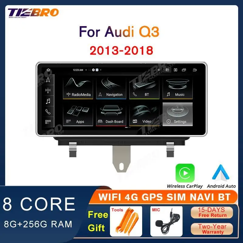 

TIEBRO 10.25'' Android12.0 Car Radio for Audi Q3 2013-2018 1920*720P Multimedia Player GPS Navigation CarPlay Headunit Bluetooth