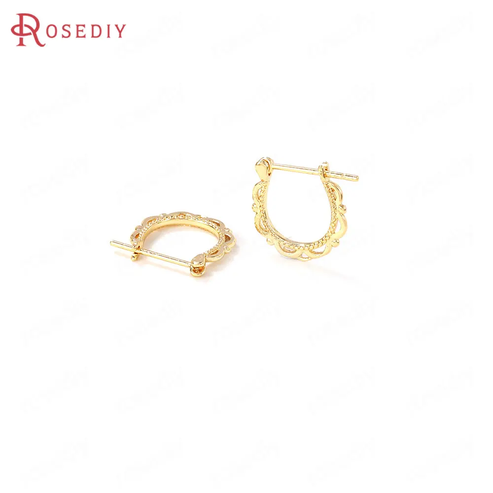 Латунные U-образные серьги-крючки 4 шт. 12x41372 мм золотистого цвета фурнитура для