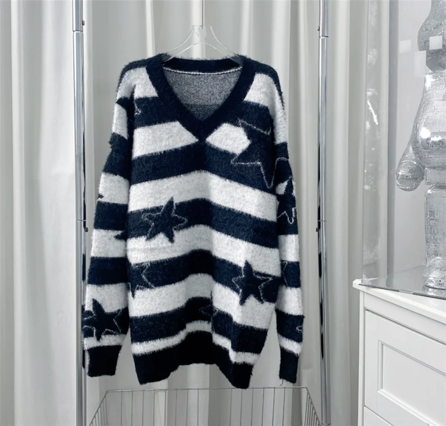 

2022 Jumper Women Full Sleeve Striped Style Pullovers High Quality Sweater for Women Luxury Brand Designer One Size Sweater Top