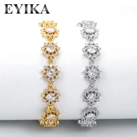 eyika fashion gold silver color cubic zircon bridal bracelet temperament wedding flower bracelet for women hot sale jewelry gift