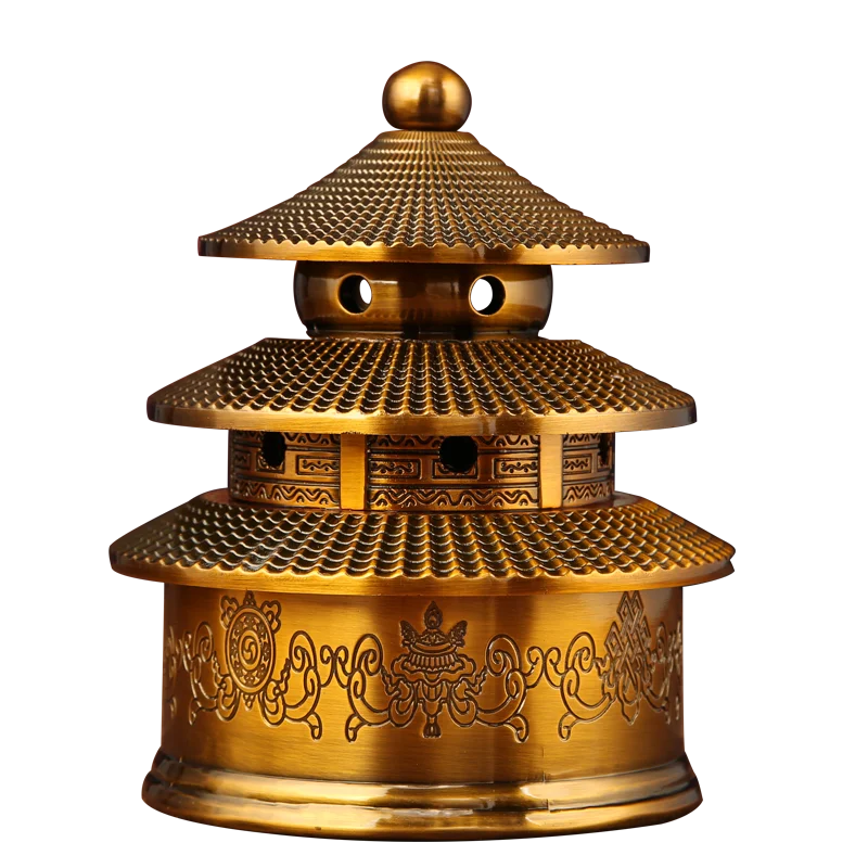 

The Temple of Heaven incense burner pure copper Buddhism tower censer incense holder house art home decoration