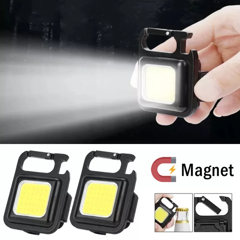 

Free Adjust Mini LED Keychain Light USB Rechargeable Emergency Lamp Portable Magnetic COB Work Light For Outdoor Camping Lights