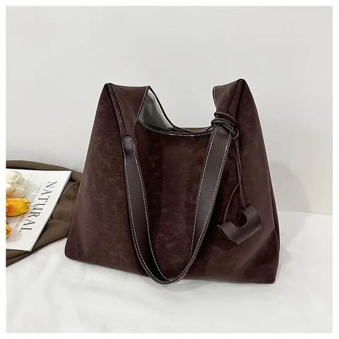 Модная мягкая текстура, простая сумка на плечо, большая вместительная повседневная сумка с верхней ручкой, женская и универсальная сумка в стиле ретро для подмышек