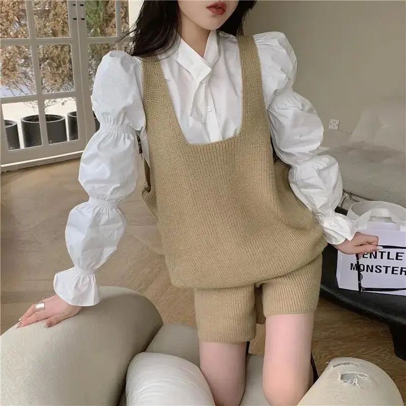 Korejpaa повседневный женский комплект корейская мода женская рубашка с объемными