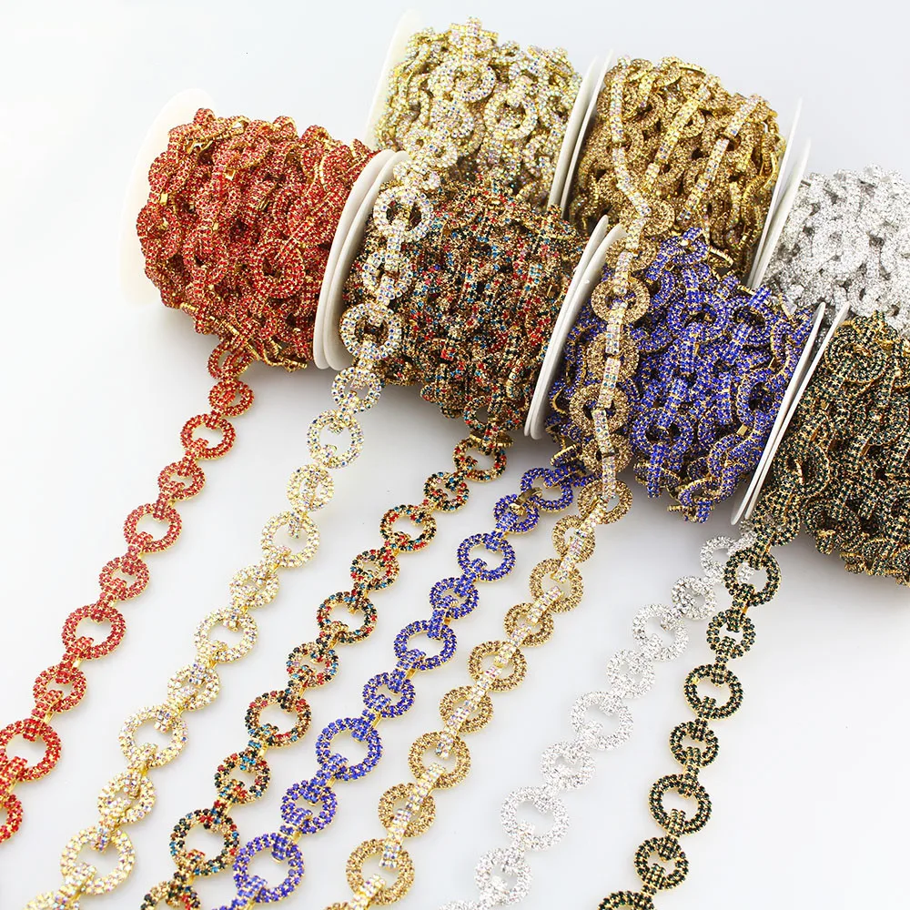 

1Yard Round Diamond A Rhinestone Bead Metal Claw Chain Trim Ribbon Lace For Sewing Wedding Dress Bag Cap Shoes Craft Diy