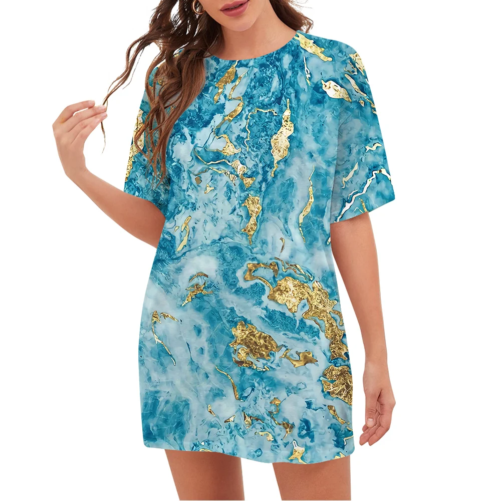 

CLOOCL New Fashion Women T-shirt Retro Dazzling Pattern 3D Printed Short Sleeve Long Loose Tee Shirt Casual Style Summer Tops