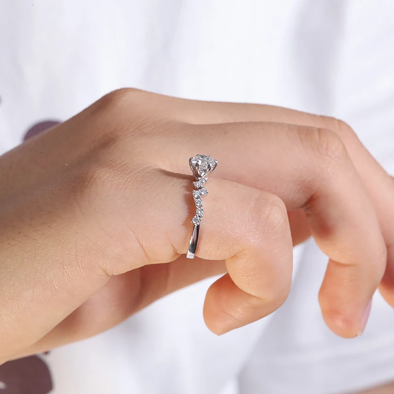 IGI 1.0CT CVD HPHT DEF VS Lab Grown Diamond Кольцо из белого золота 14 карат для женщин Обручальное