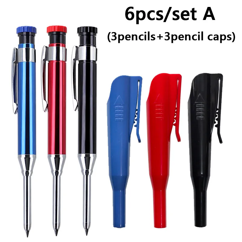 

Механические карандаши MROOFUL, набор из 3 шт., металлический корпус, красный/синий/черный/зеленый/желтый/серебристый